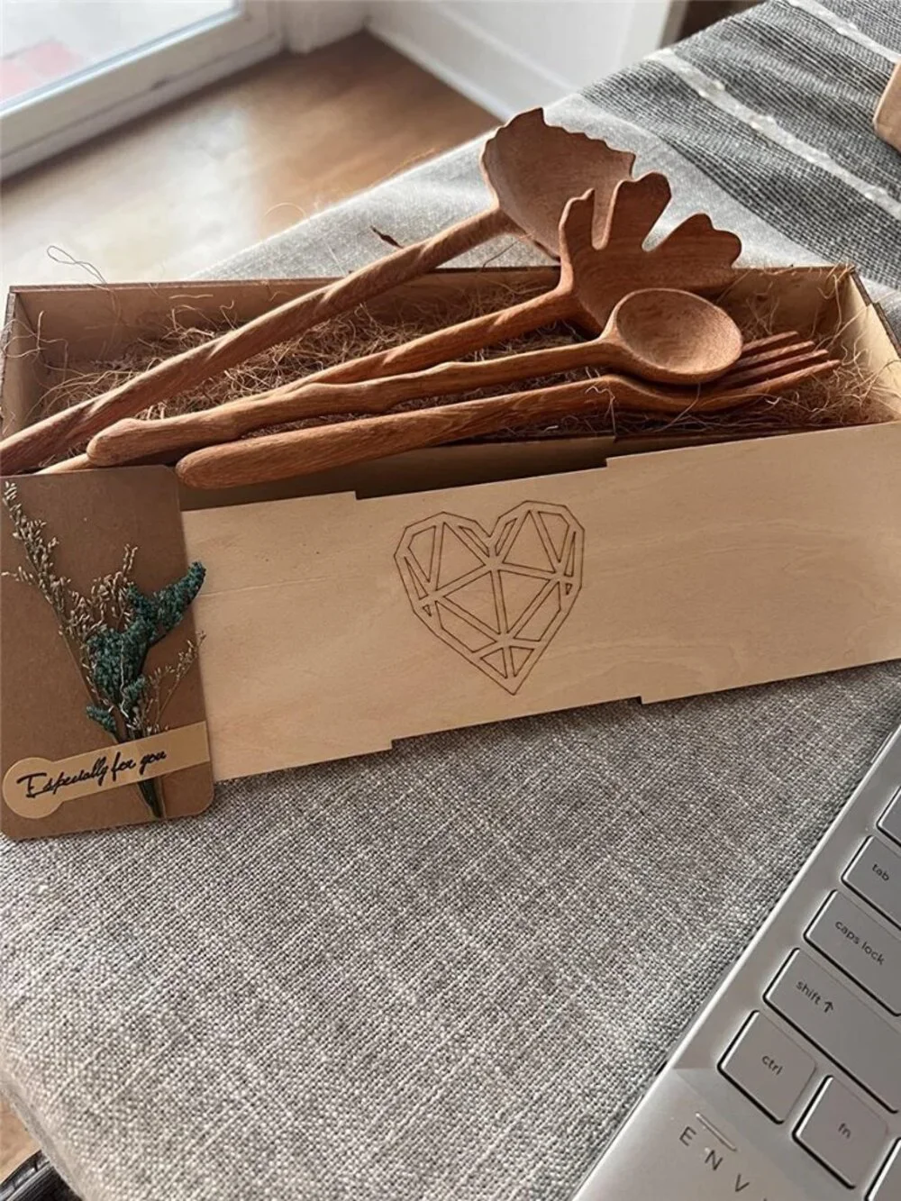 4 Wooden Spoons and Forks Set, Thanksgiving Gifts for Women